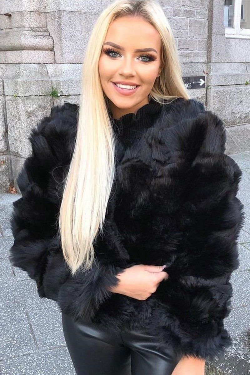 Black Fuax Fur Jacket Zara  Entire Desire Women's Fashion